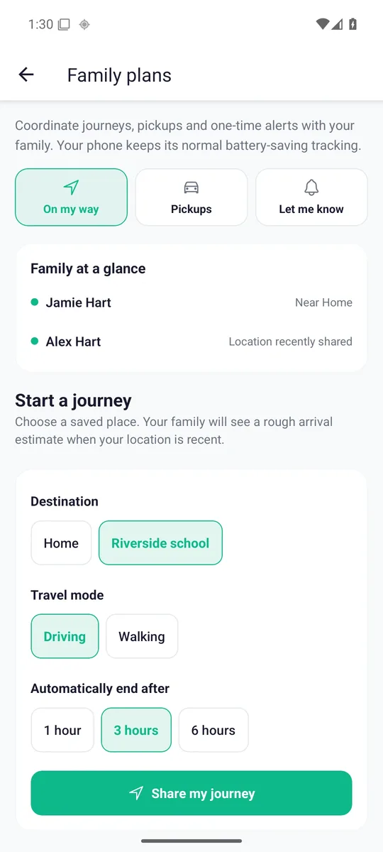 Zamily Family plans with fictional Hart family data